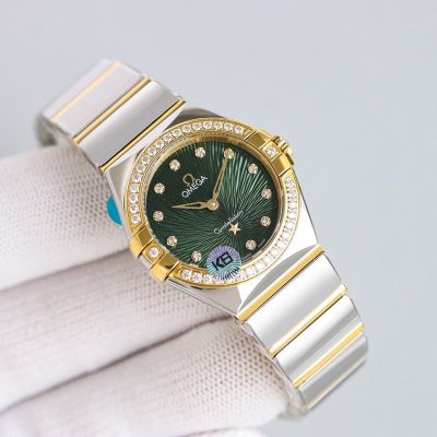 TW Factory Omega Constellation 28mm Quartz Movement Diamond Bezel Purple Dial Women Watch